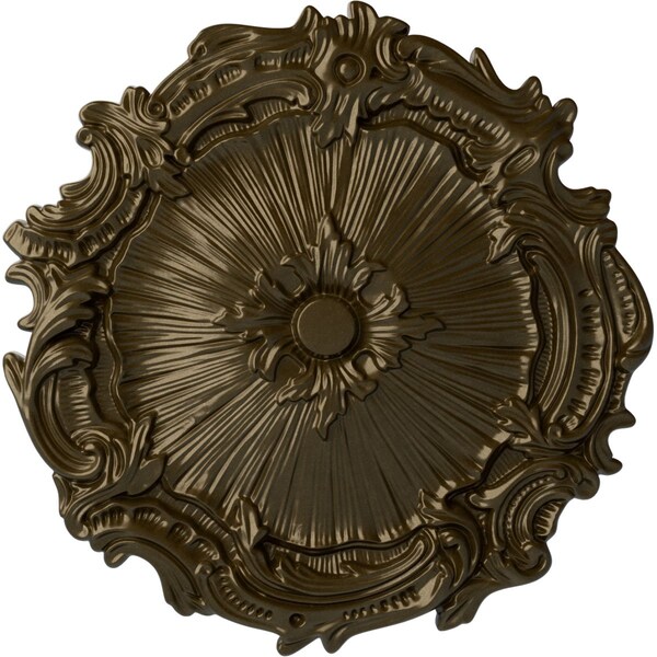 Ekena Millwork Plymouth Ceiling Medallion (Fits Canopies up to 1 5/8"), Hand-Painted Brass, 16 3/4"OD x 1 3/8"P CM16PLBRS - main